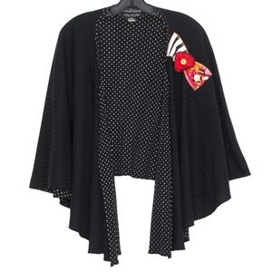 Madeleine Gaucher‎ Shawl Open Front Asymmetrical Oversized Casual Black One Size